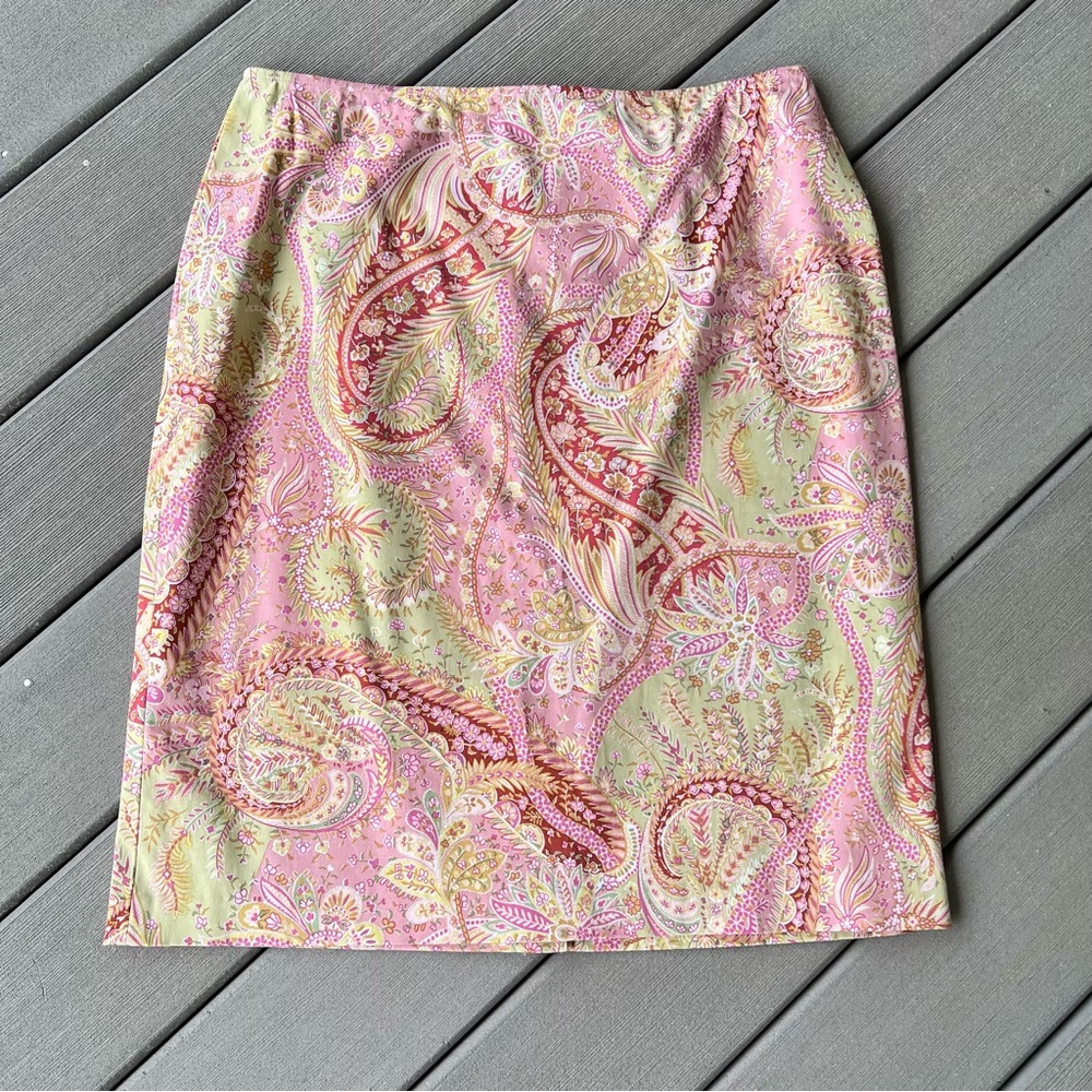 Ellen Tracy Pink Paisley Skirt Plus Size 16 NWT